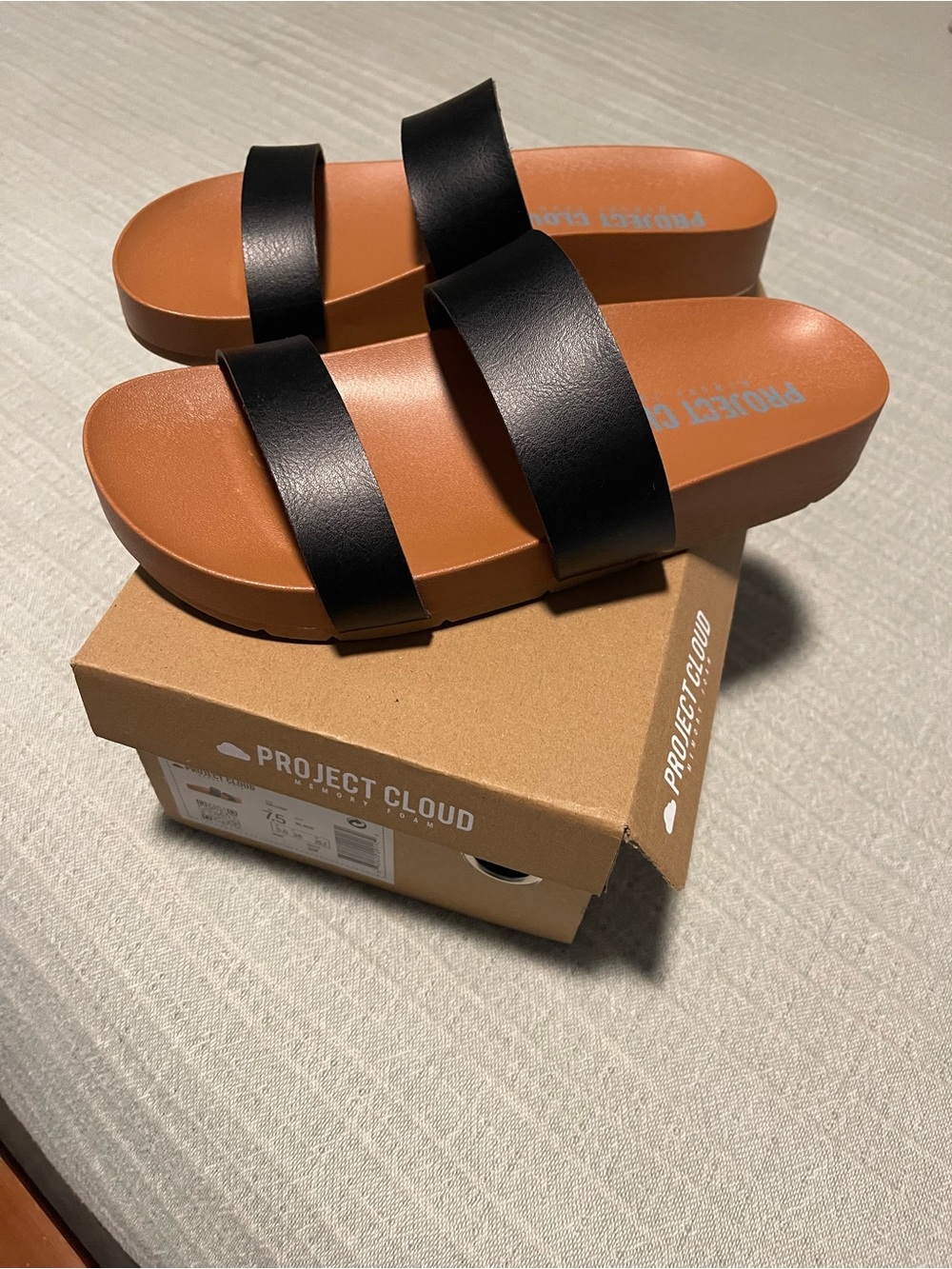 Project Cloud Black Double-Strap Slide Sandals